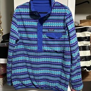 Patagonia Reversible Snap-T Patterned Royal Blue Half-Zip Jacket Pullover